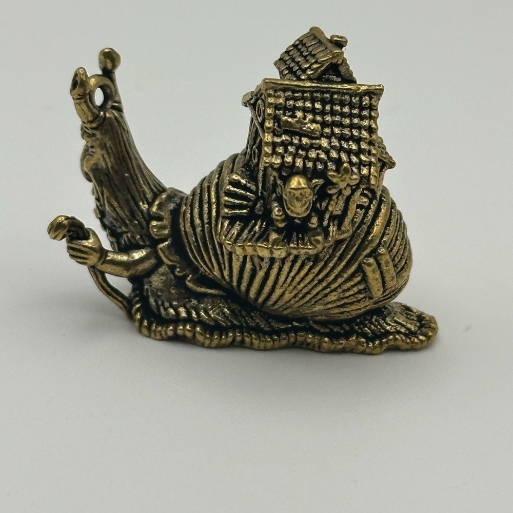 Brass Snail with House and Creature Miniature Figurine Statue - Picture 4 of 10